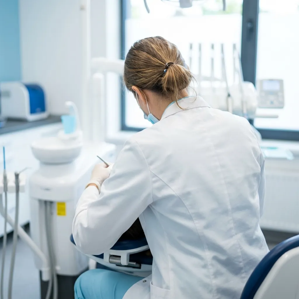 Especialista dental atendiendo a un paciente